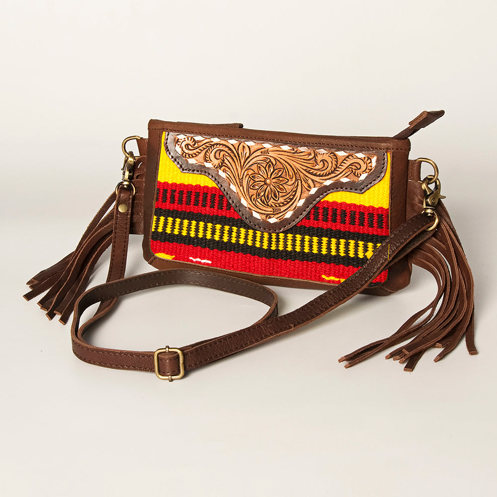 American Darling Small Crossbody Hand Tooled Saddle Blanket Genuine Leather