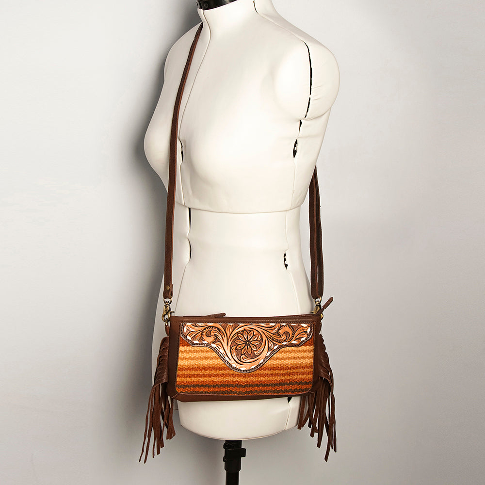 American Darling Small Crossbody Hand Tooled Saddle Blanket Genuine Leather