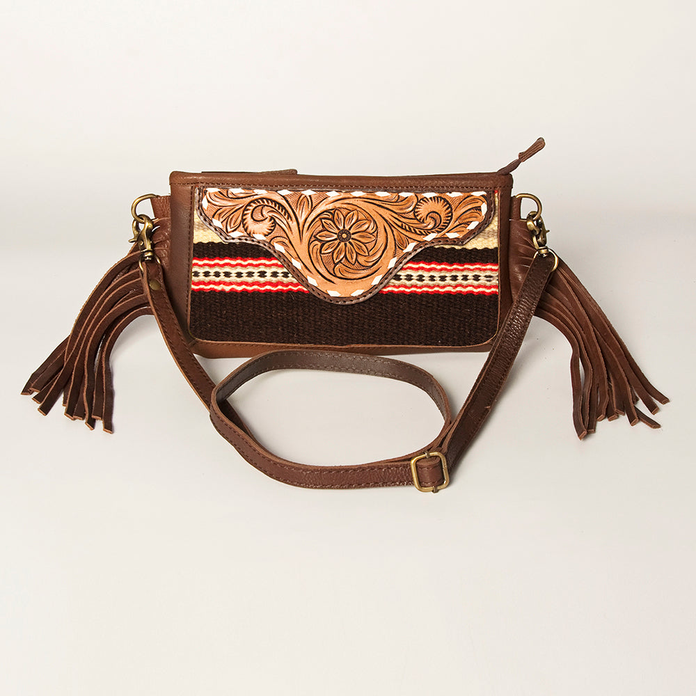 American Darling Small Crossbody Hand Tooled Saddle Blanket Genuine Leather