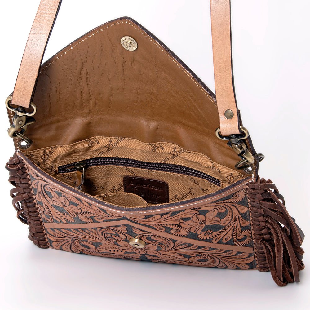American Darling Crossbody Hand Tooled Genuine Leather