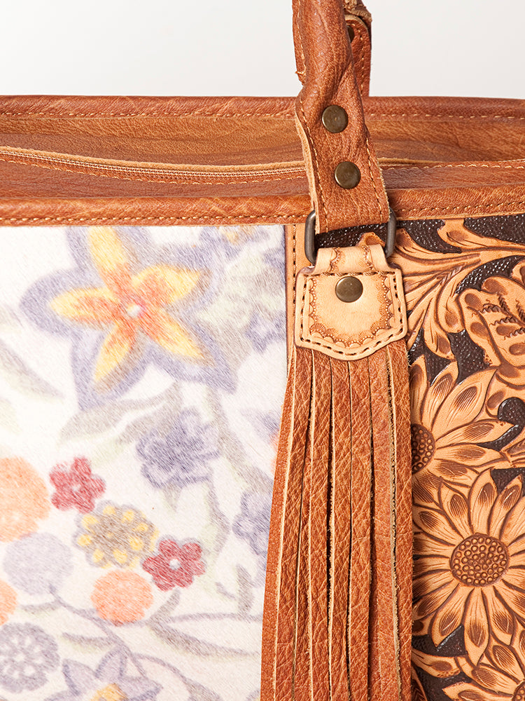 American Darling Briefcase Hand Tooled Saddle Blanket Genuine Leather