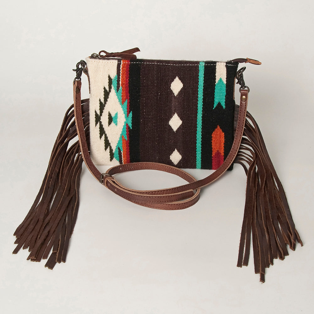 American Darling Crossbody Hand Tooled Saddle Blanket Genuine Leather