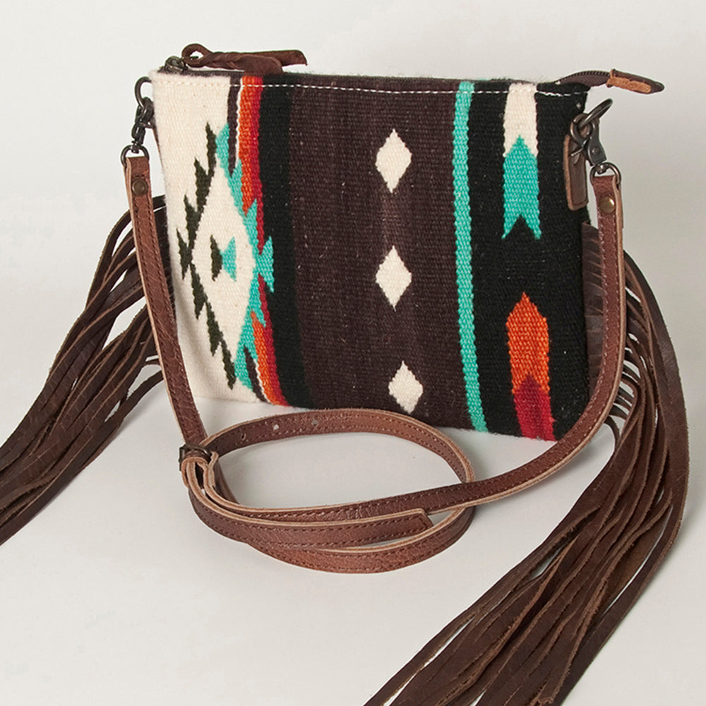 American Darling Crossbody Hand Tooled Saddle Blanket Genuine Leather
