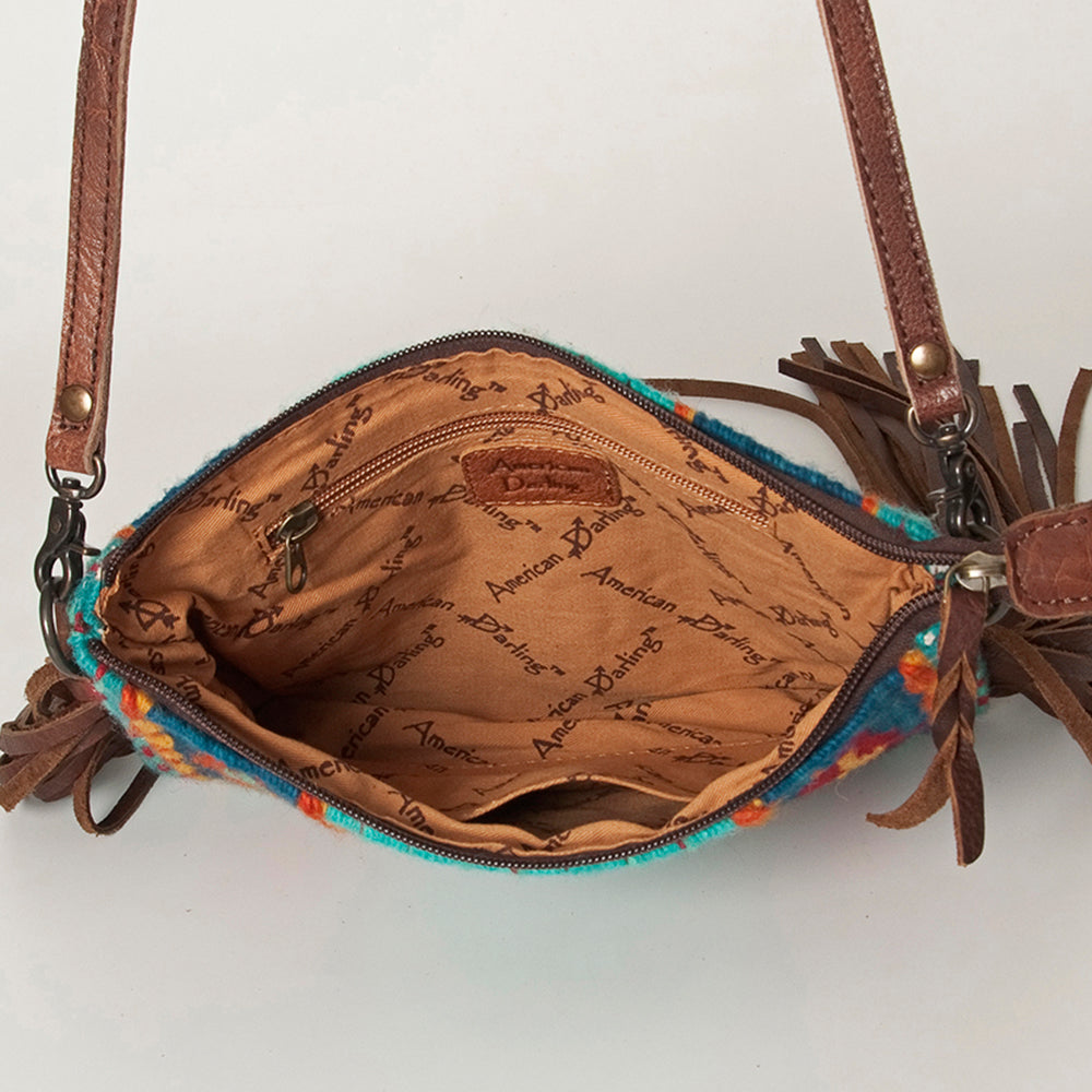 American Darling Crossbody Hand Tooled Saddle Blanket Genuine Leather