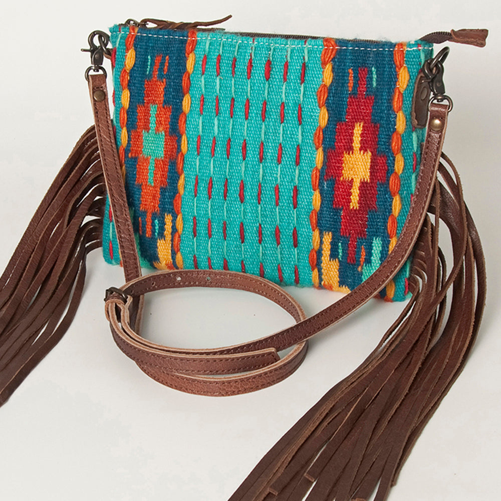 American Darling Crossbody Hand Tooled Saddle Blanket Genuine Leather