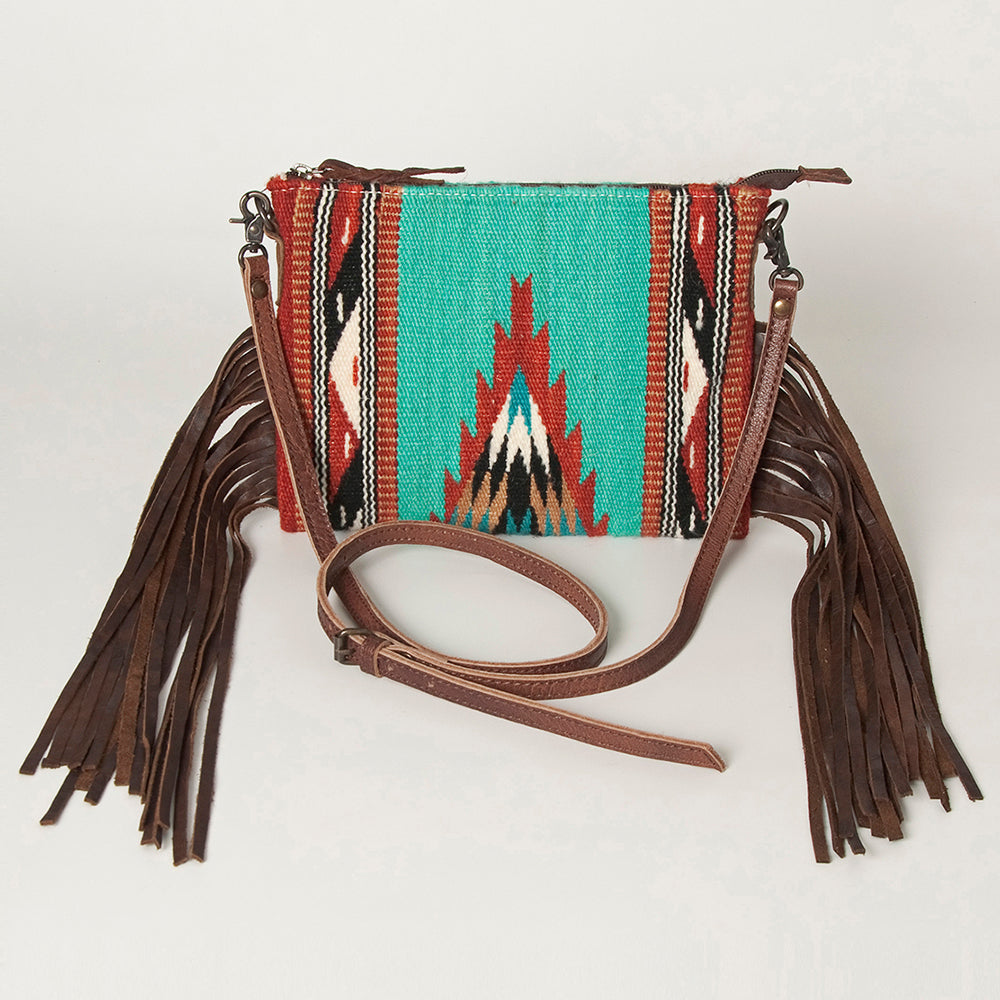 American Darling Crossbody Hand Tooled Saddle Blanket Genuine Leather