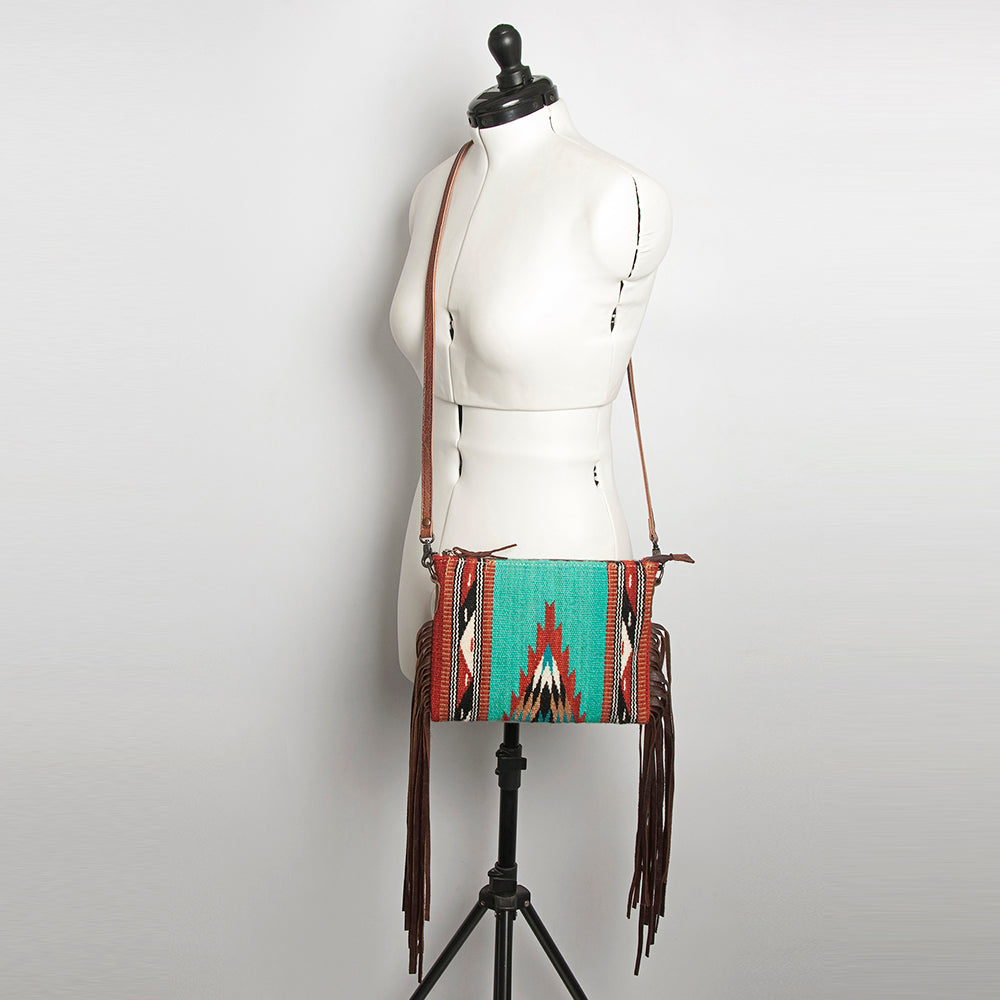 American Darling Crossbody Hand Tooled Saddle Blanket Genuine Leather