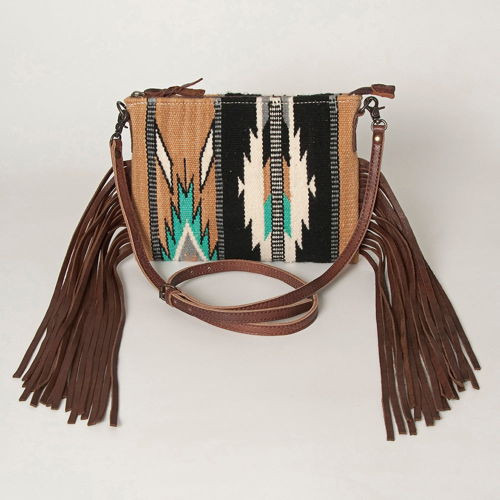 American Darling Crossbody Hand Tooled Saddle Blanket Genuine Leather