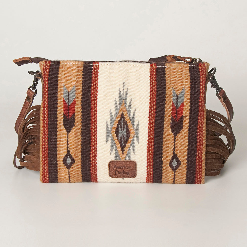 American Darling Crossbody Hand Tooled Saddle Blanket Genuine Leather