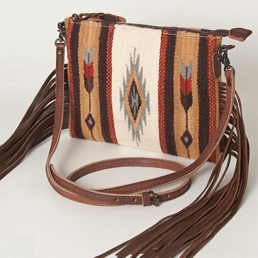 American Darling Crossbody Hand Tooled Saddle Blanket Genuine Leather