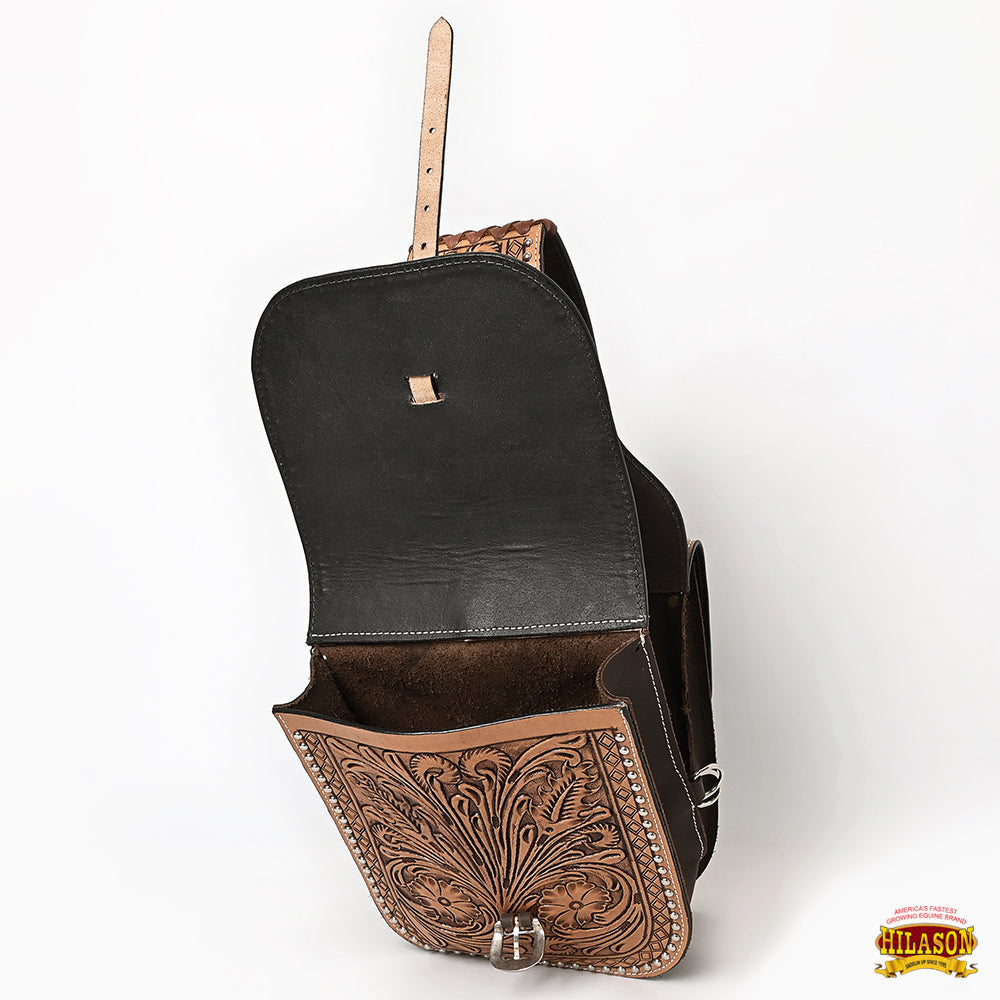 Hilason Floral  Western Horse Leather Saddle Bag Heavyduty Traditional Trail Ride