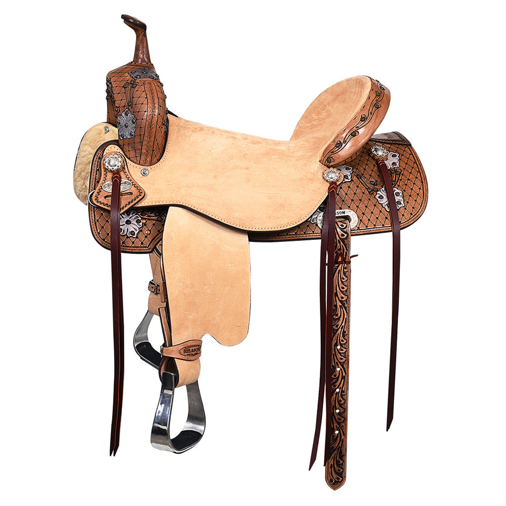 HILASON Flex Tree Western Horse Saddle in American Leather Barrel Trail | for Horses