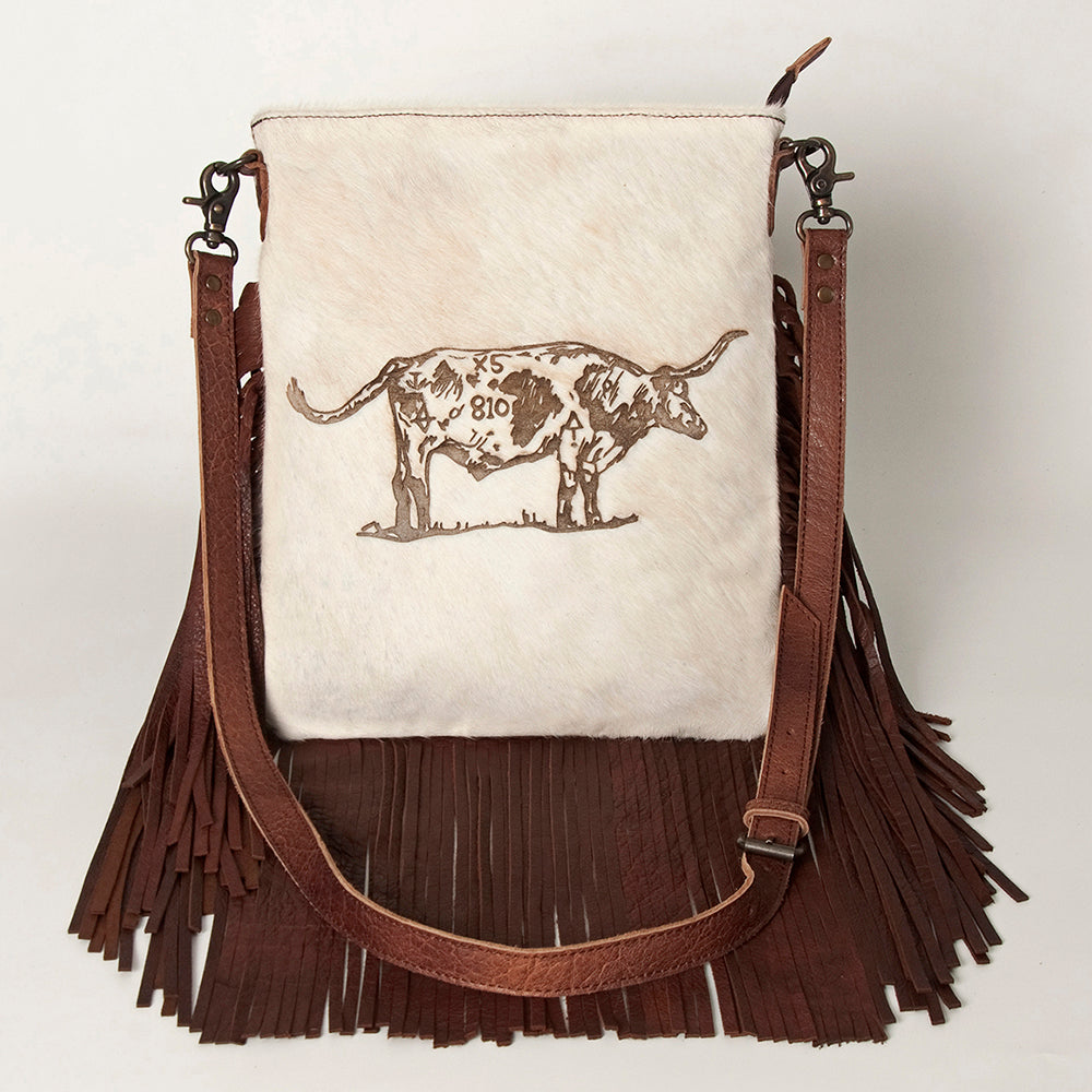 American Darling Messenger Hand Tooled Hair On Genuine Leather Western Women Bag Handbag Purse | Cute