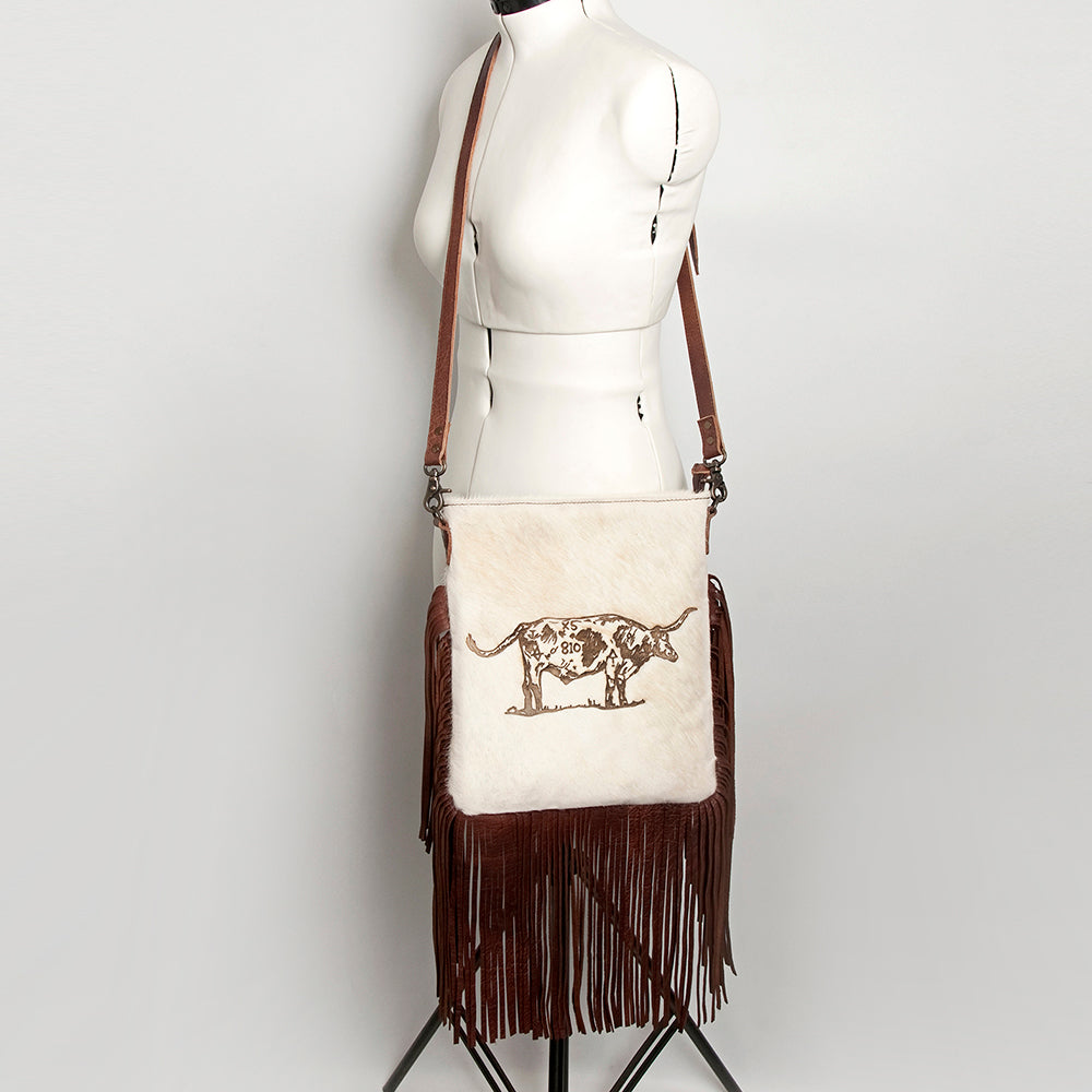 American Darling Messenger Hand Tooled Hair On Genuine Leather Western Women Bag Handbag Purse | Cute