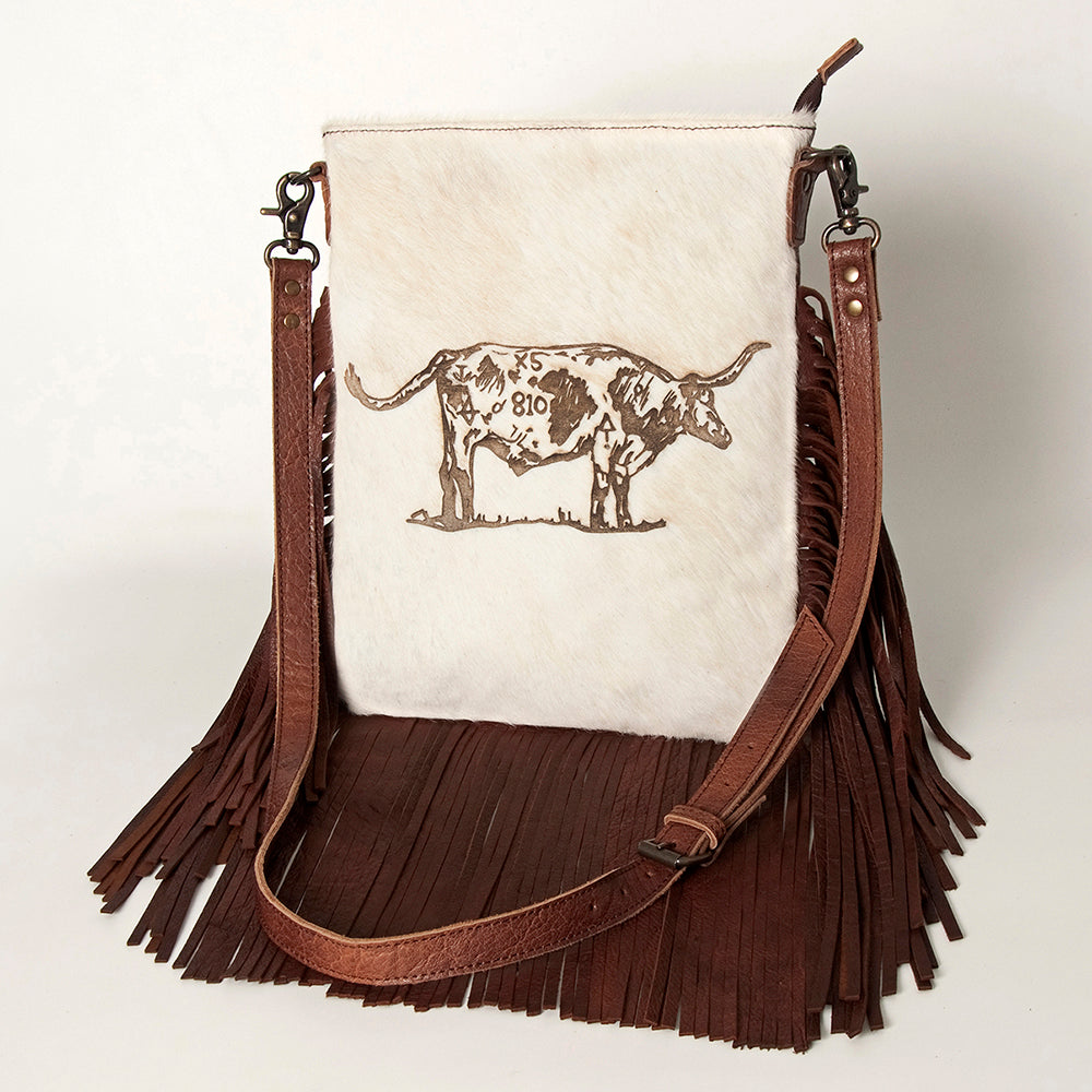 American Darling Messenger Hand Tooled Hair On Genuine Leather Western Women Bag Handbag Purse | Cute