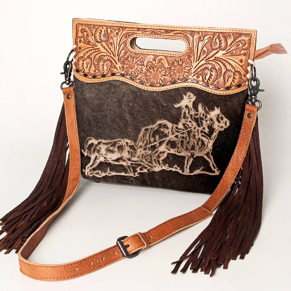 American Darling Clutch Hand Tooled Saddle Blanket Fabric Genuine Leather Western Women Bag Handbag Purse | Purses for Cute