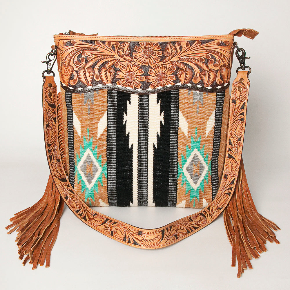American Darling Signature Crossbody Hand Tooled Saddle Blanket Genuine Leather