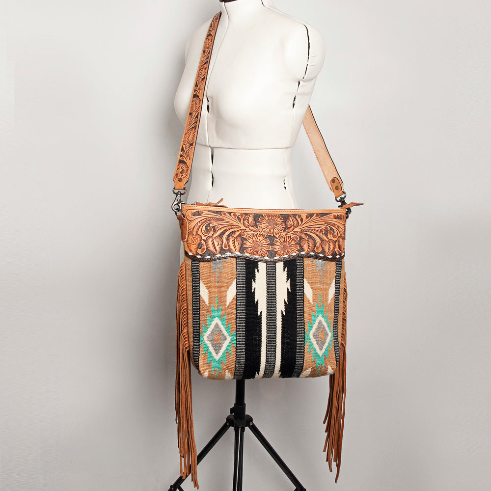 American Darling Signature Crossbody Hand Tooled Saddle Blanket Genuine Leather