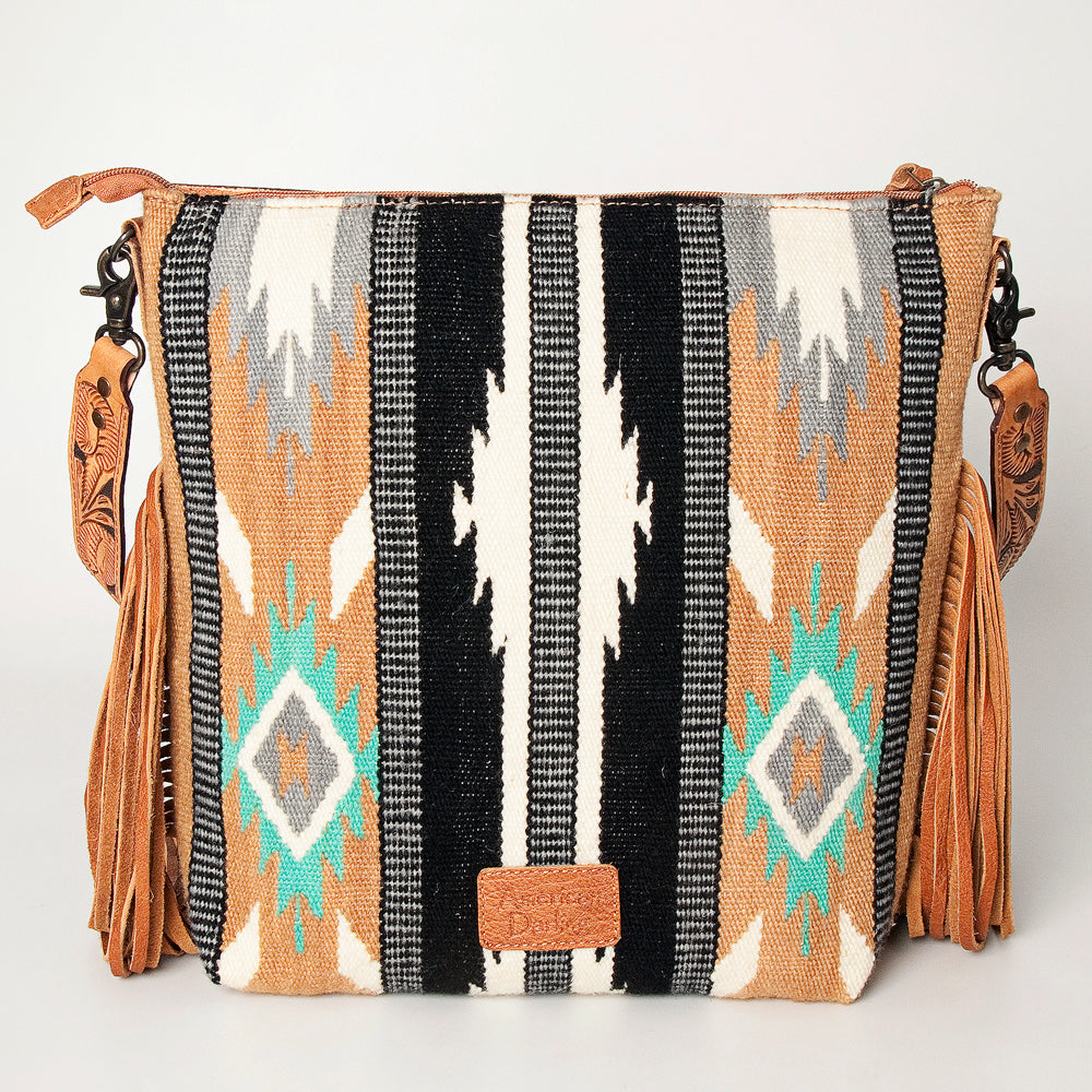 American Darling Signature Crossbody Hand Tooled Saddle Blanket Genuine Leather