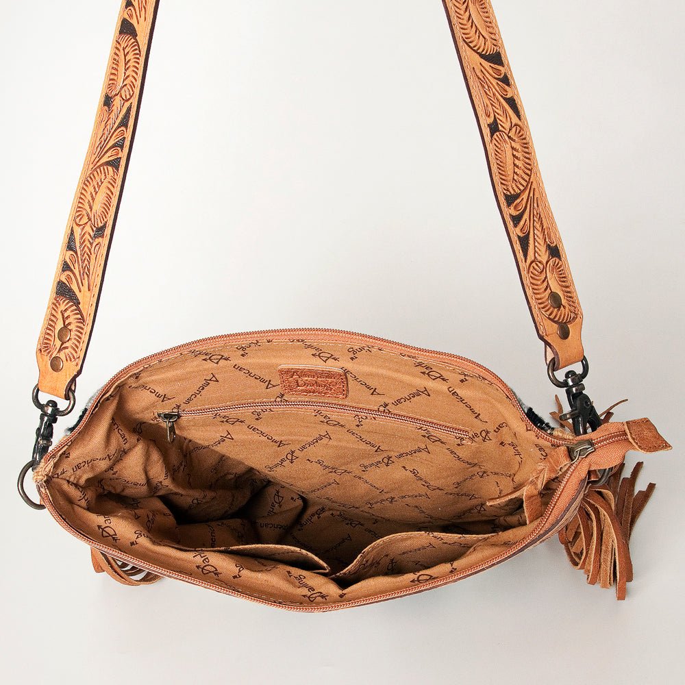 American Darling Signature Crossbody Hand Tooled Saddle Blanket Genuine Leather