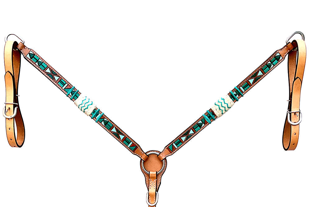Hilason Western Braided Rawhide Leather Breast Collar — Tan