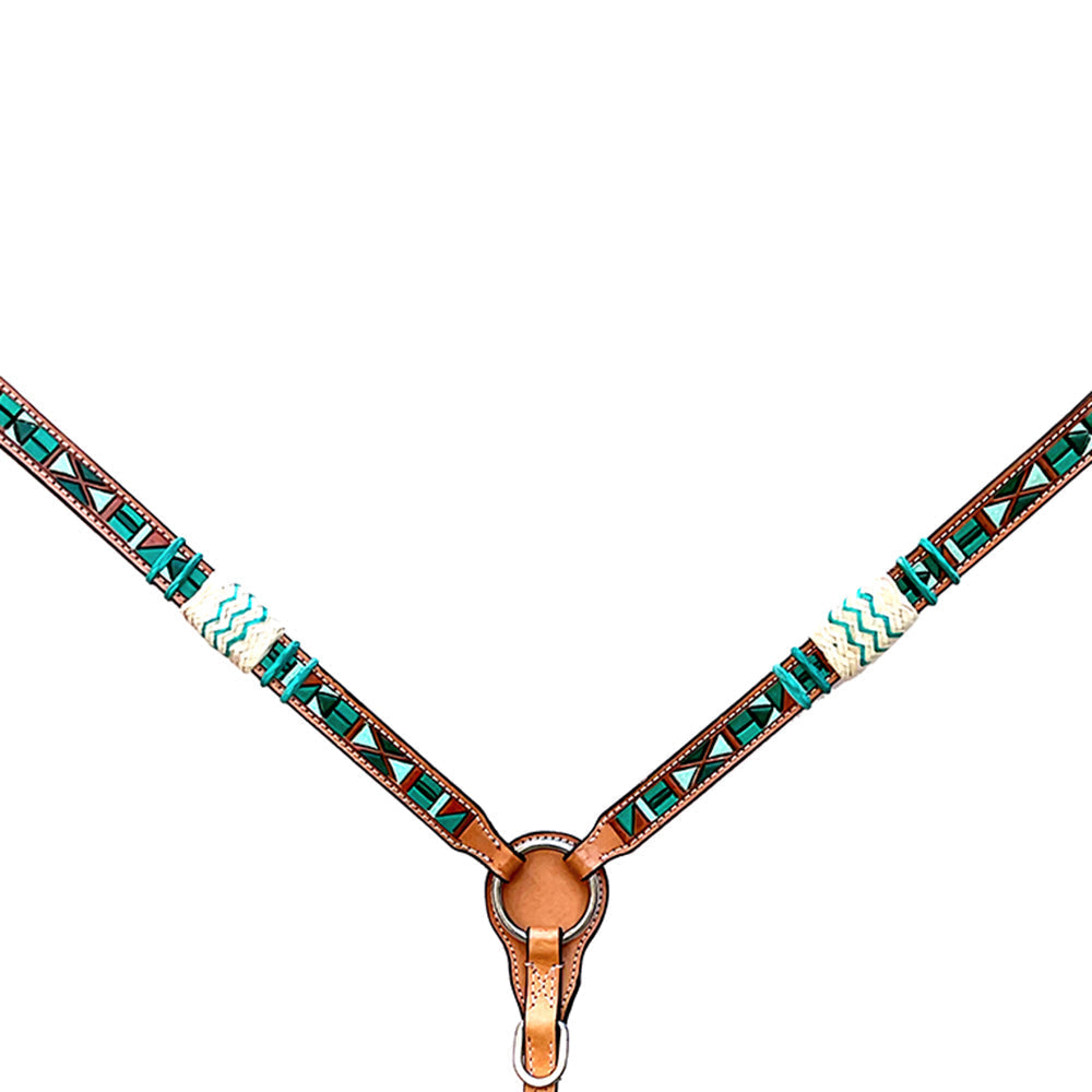 Hilason Western Braided Rawhide Leather Breast Collar — Tan