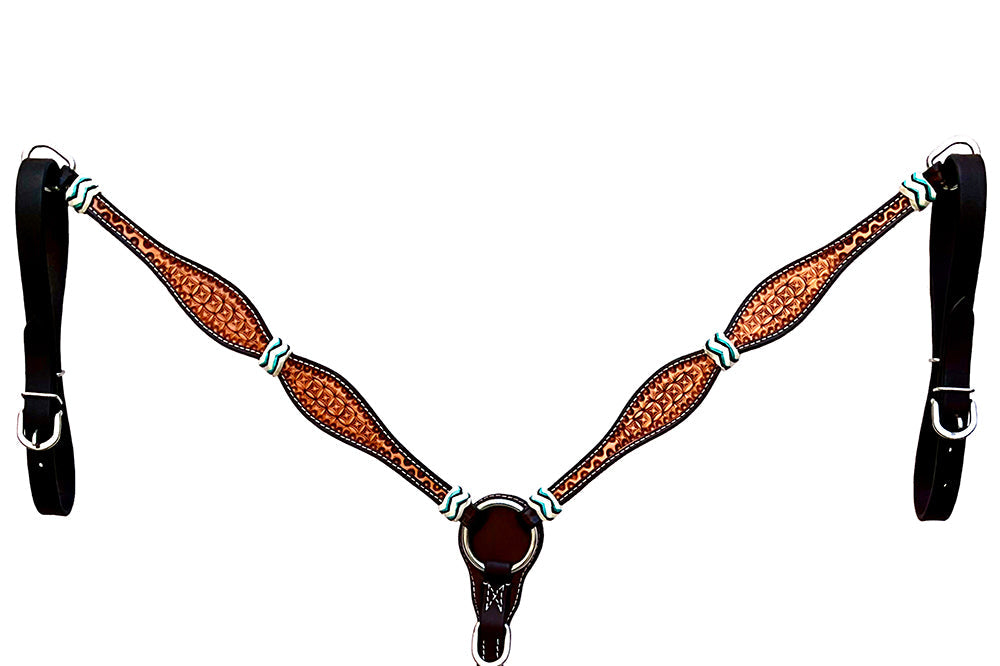 HILASON Western Horse Headstall Rawhide Braided American Leather Tan | Breast Collar Tack Set for Horses