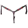 BAR H EQUINE Horse Hand Painted Breast Collar Headstall Genuine Leather Brown