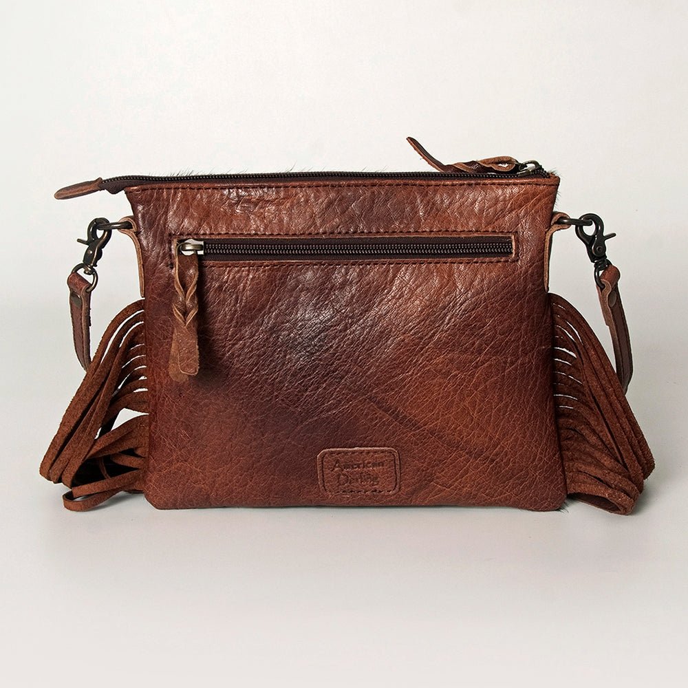 American Darling Western Small Crossbody Bag – Genuine Hair-On Cowhide Leather with Fringes, Adjustable Strap, Handcrafted in Texas