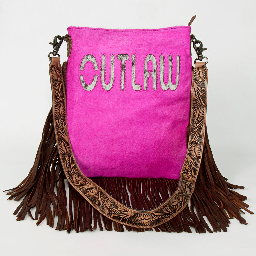 American Darling Messenger Hand Tooled Hair On Genuine Leather Western Women Bag Handbag Purse | Cute