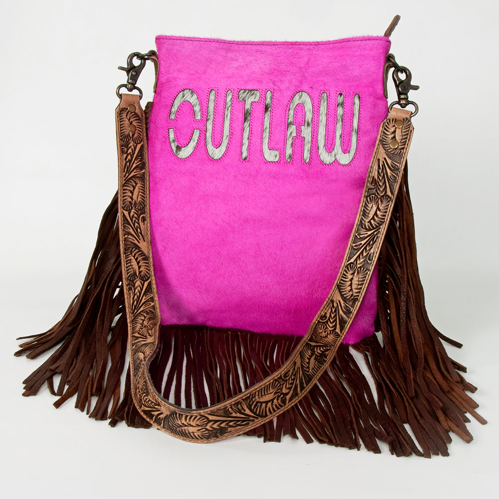 American Darling Messenger Hand Tooled Hair On Genuine Leather Western Women Bag Handbag Purse | Cute