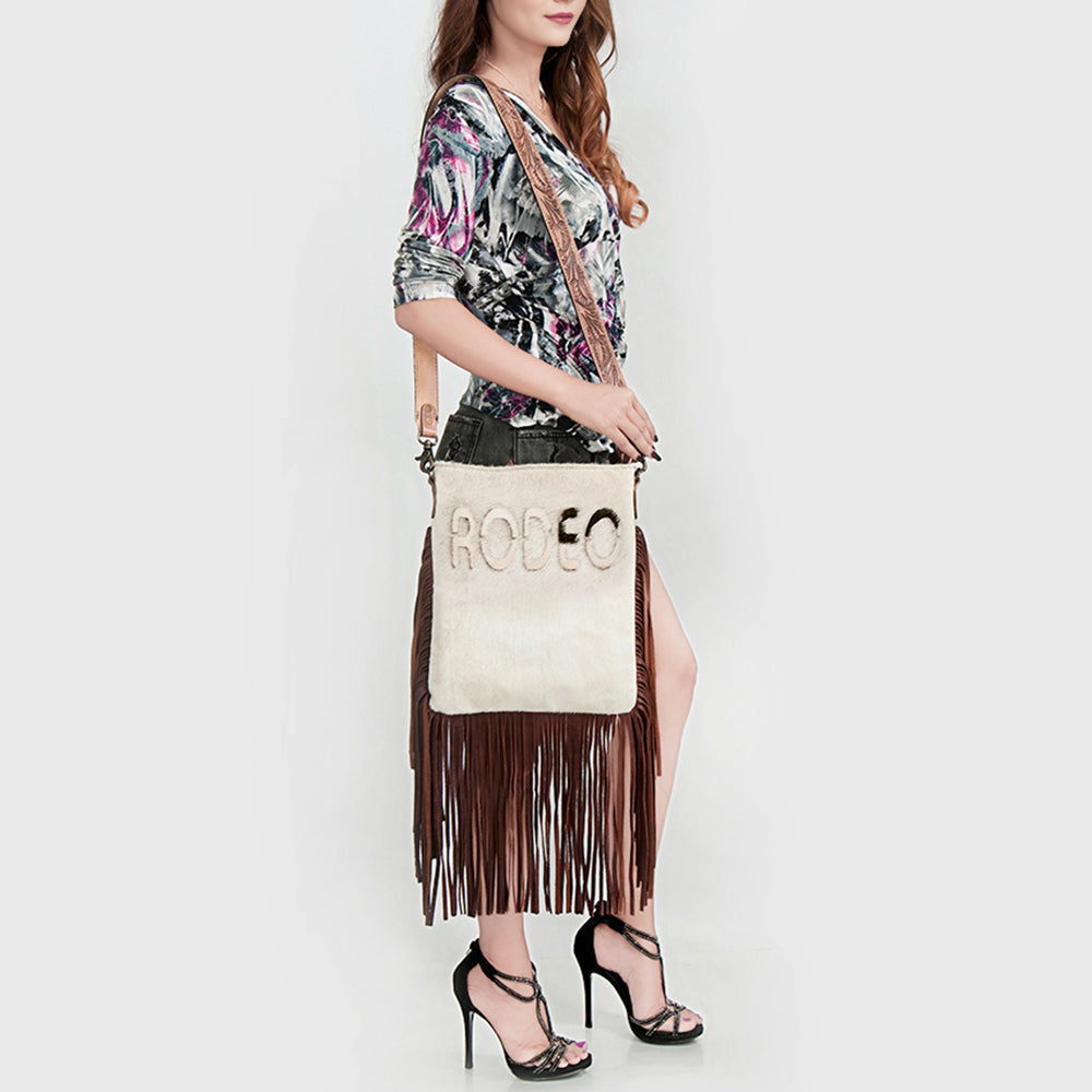 American Darling Messenger Hand Tooled Hair On Genuine Leather Western Women Bag Handbag Purse | Cute
