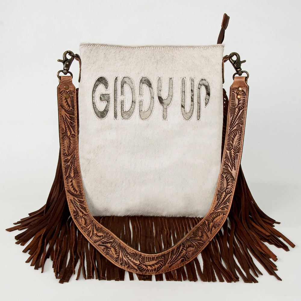 American Darling Messenger Hand Tooled Hair On Genuine Leather Western Women Bag Handbag Purse | Cute