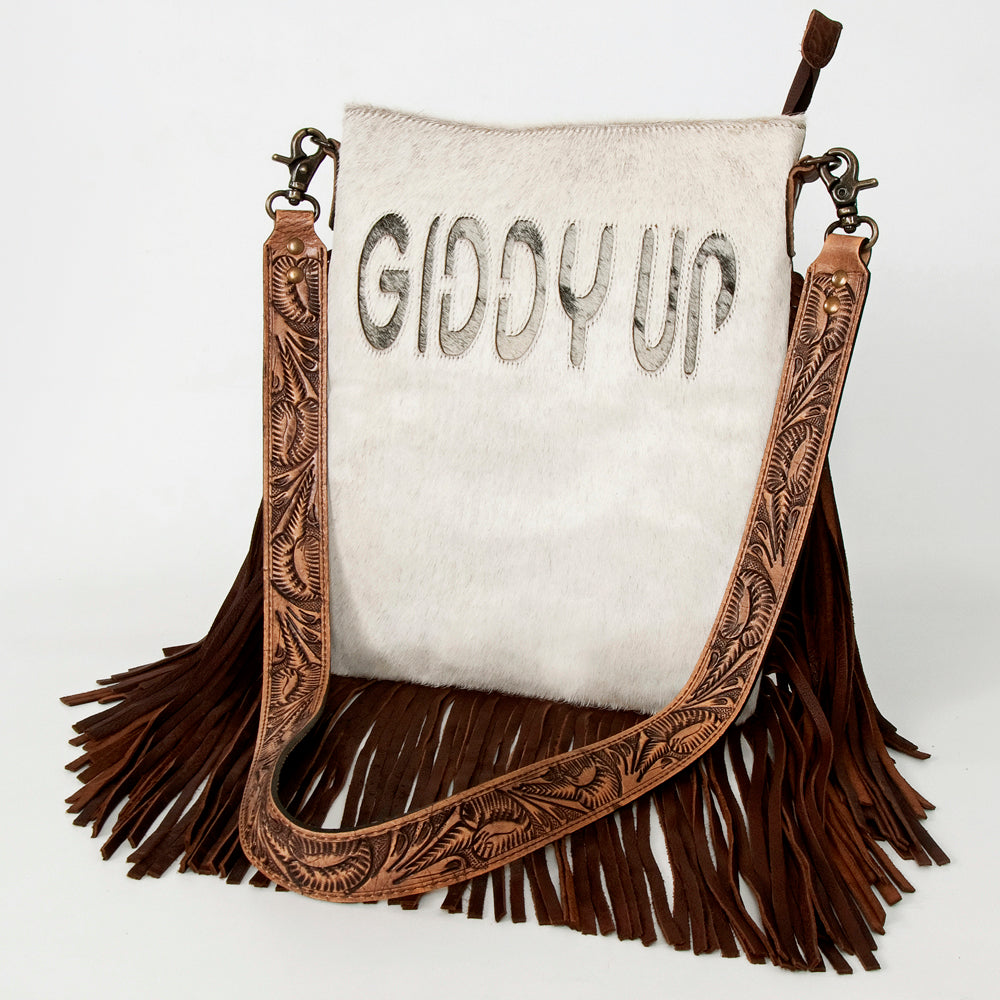American Darling Messenger Hand Tooled Hair On Genuine Leather Western Women Bag Handbag Purse | Cute