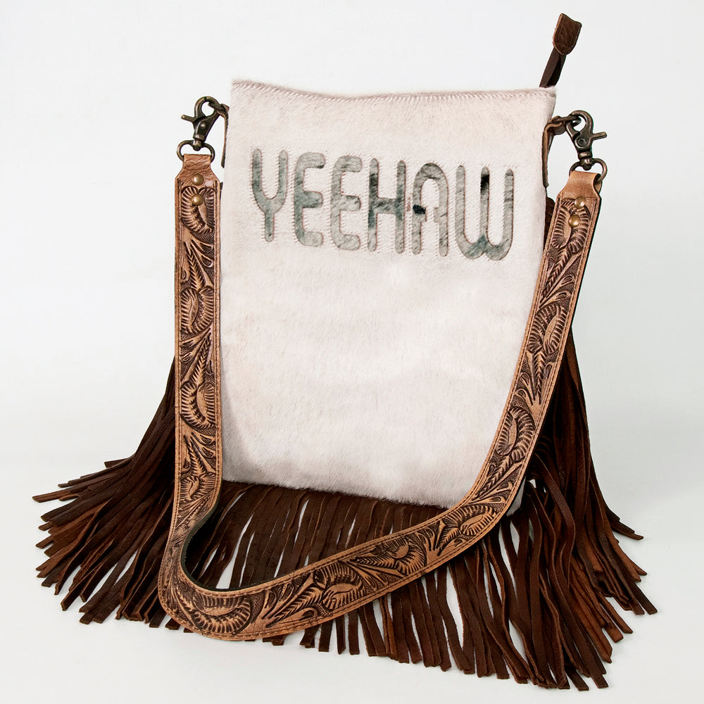American Darling Messenger Hand Tooled Hair On Genuine Leather Western Women Bag Handbag Purse | Cute