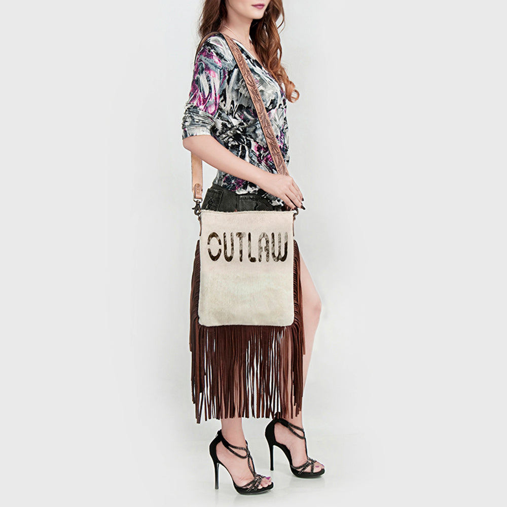 American Darling Messenger Hand Tooled Hair On Genuine Leather Western Women Bag Handbag Purse | Cute