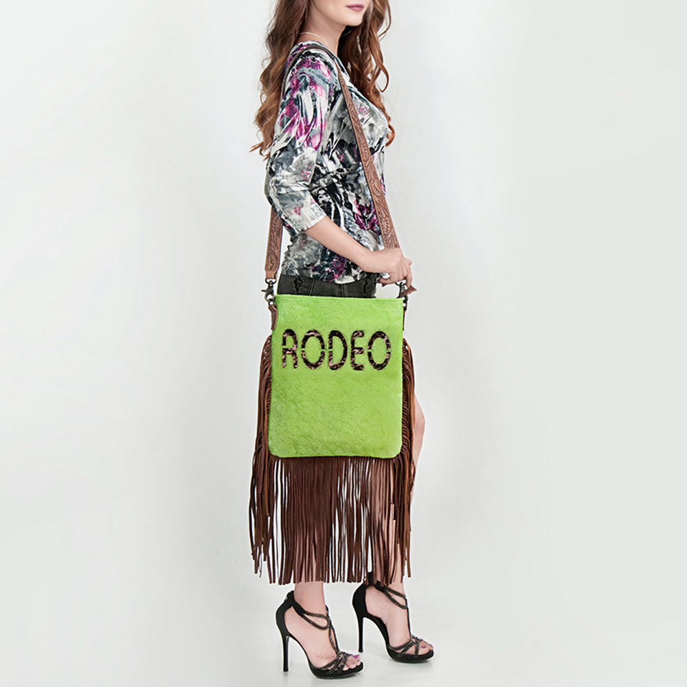 American Darling Messenger Hand Tooled Hair On Genuine Leather Western Women Bag Handbag Purse | Cute