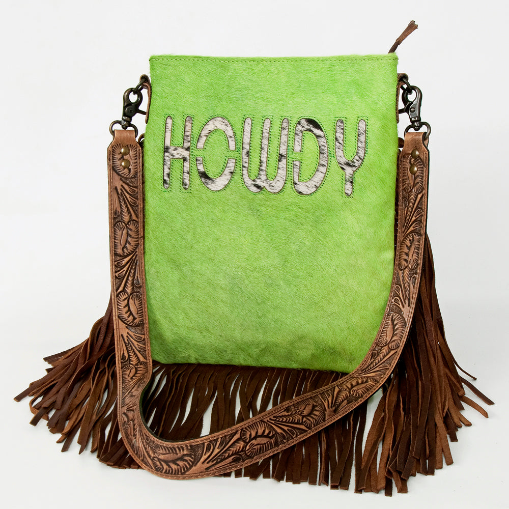 American Darling Messenger Hand Tooled Hair On Genuine Leather Western Women Bag Handbag Purse | Cute