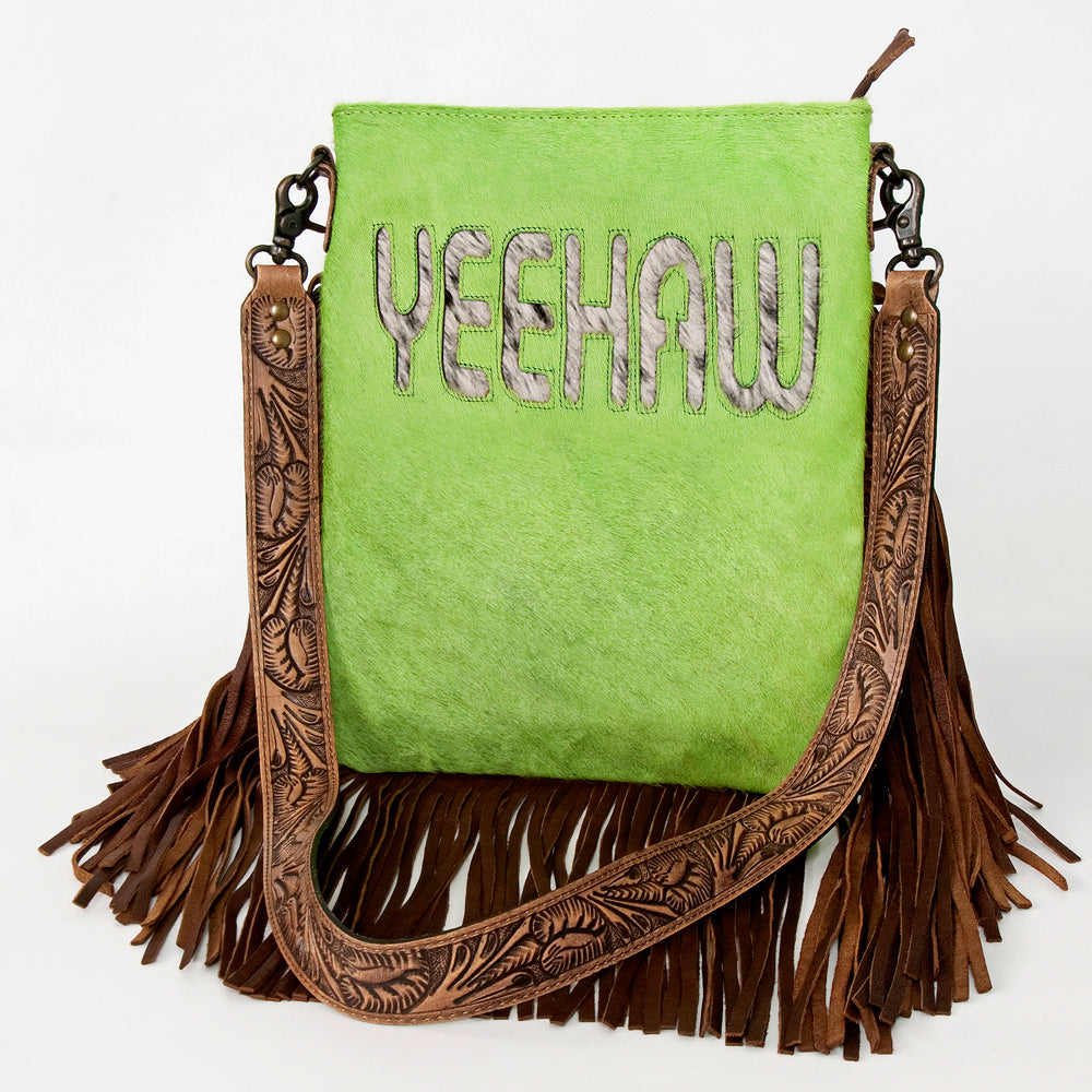 American Darling Messenger Hand Tooled Hair On Genuine Leather Western Women Bag Handbag Purse | Cute