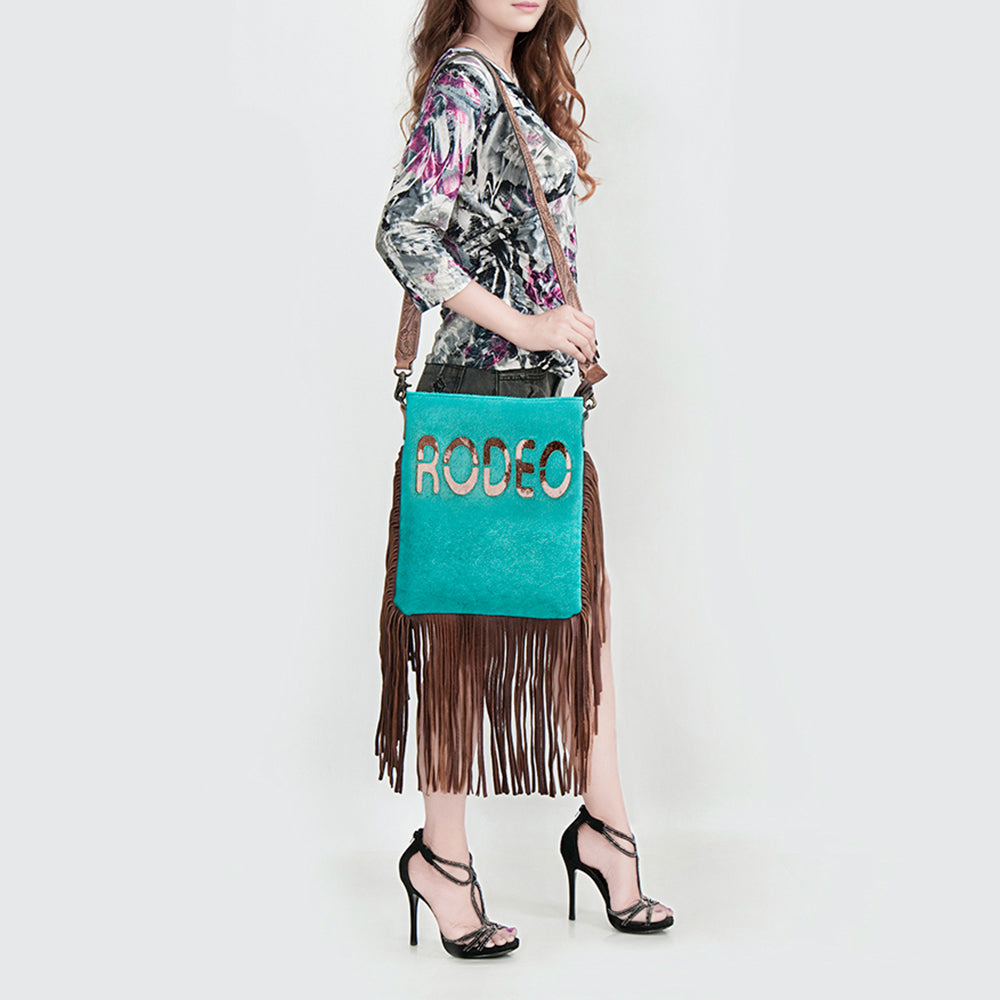 American Darling Messenger Hand Tooled Hair On Genuine Leather Western Women Bag Handbag Purse | Cute