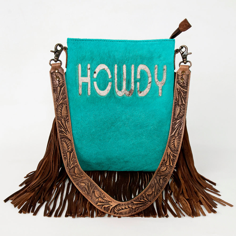 American Darling Messenger Hand Tooled Hair On Genuine Leather Western Women Bag Handbag Purse | Cute
