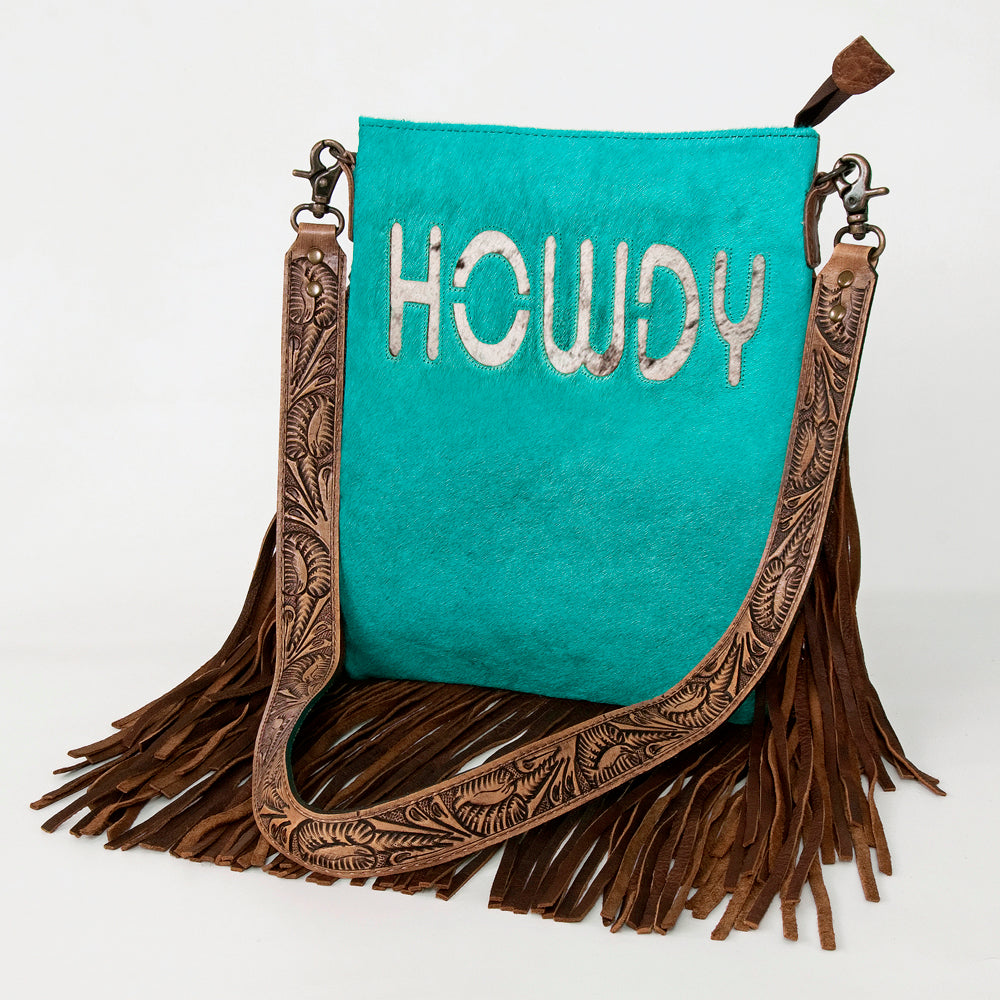 American Darling Messenger Hand Tooled Hair On Genuine Leather Western Women Bag Handbag Purse | Cute