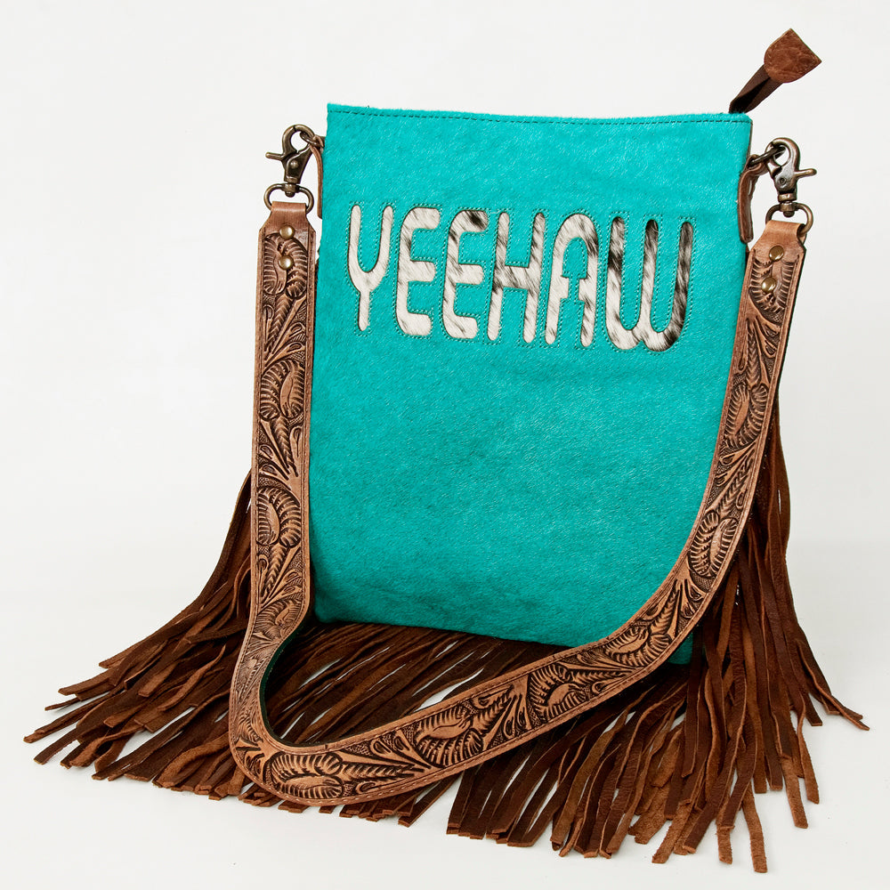 American Darling Messenger Hand Tooled Hair On Genuine Leather Western Women Bag Handbag Purse | Cute