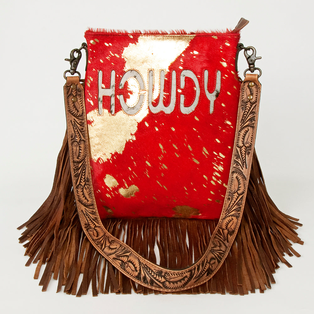 American Darling Messenger Hand Tooled Hair On Genuine Leather Western Women Bag Handbag Purse | Cute