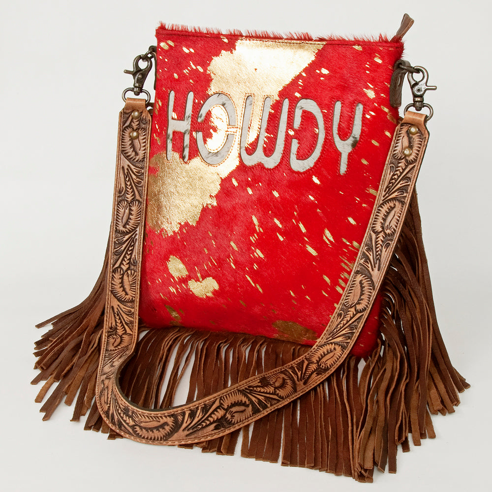 American Darling Messenger Hand Tooled Hair On Genuine Leather Western Women Bag Handbag Purse | Cute