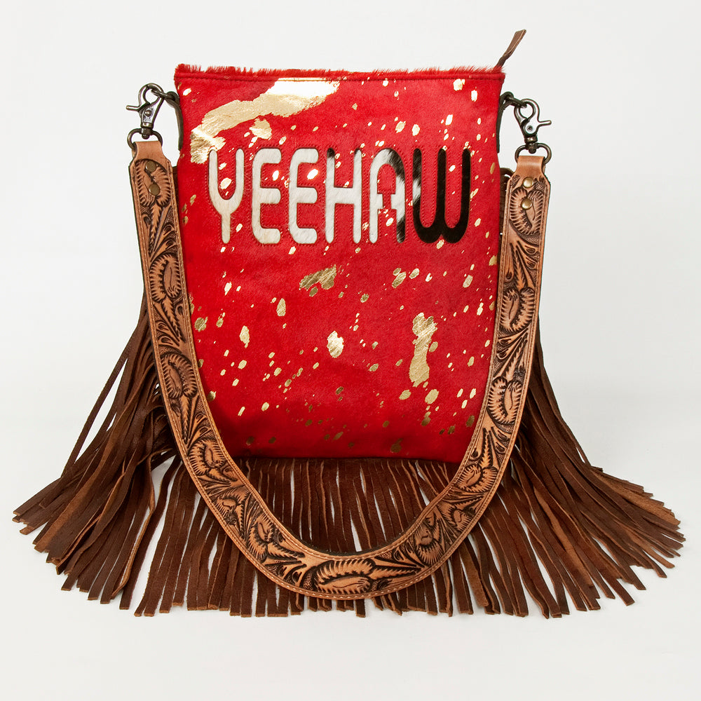 American Darling Messenger Hand Tooled Hair On Genuine Leather Western Women Bag Handbag Purse | Cute