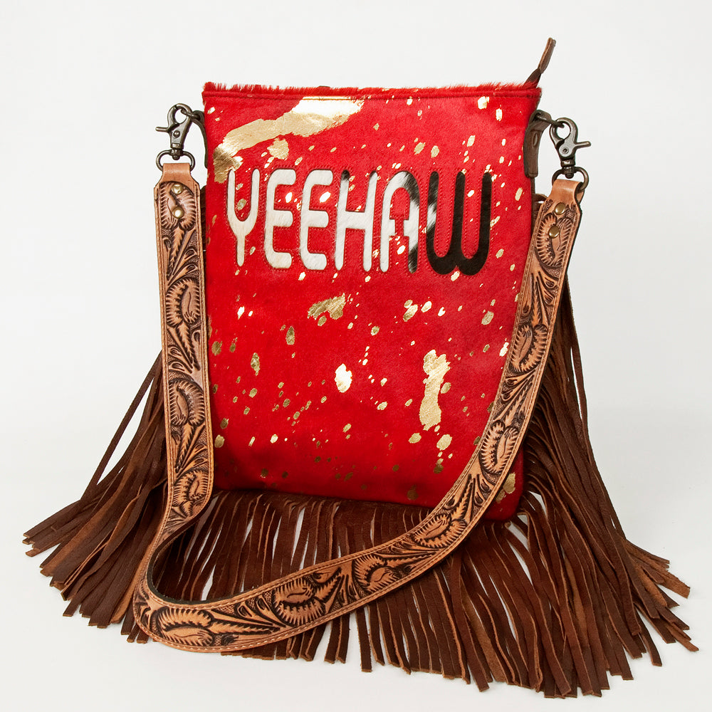 American Darling Messenger Hand Tooled Hair On Genuine Leather Western Women Bag Handbag Purse | Cute