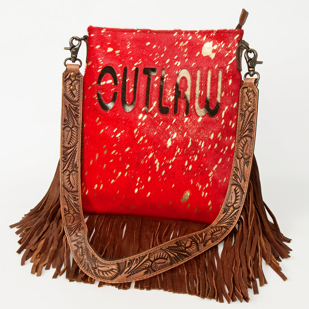 American Darling Messenger Hand Tooled Hair On Genuine Leather Western Women Bag Handbag Purse | Cute