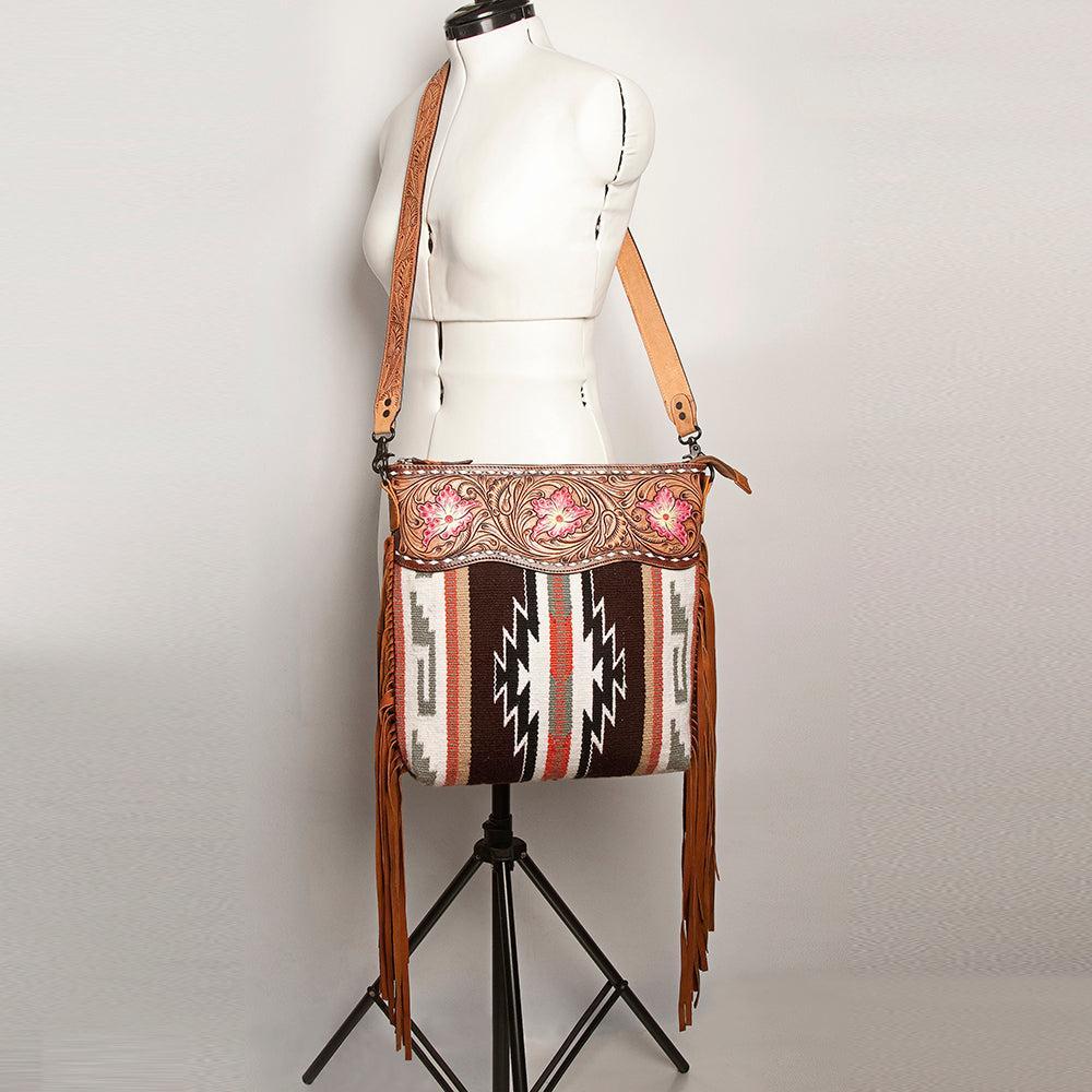 American Darling Hand-Tooled Saddle Blanket Leather Crossbody Bag
