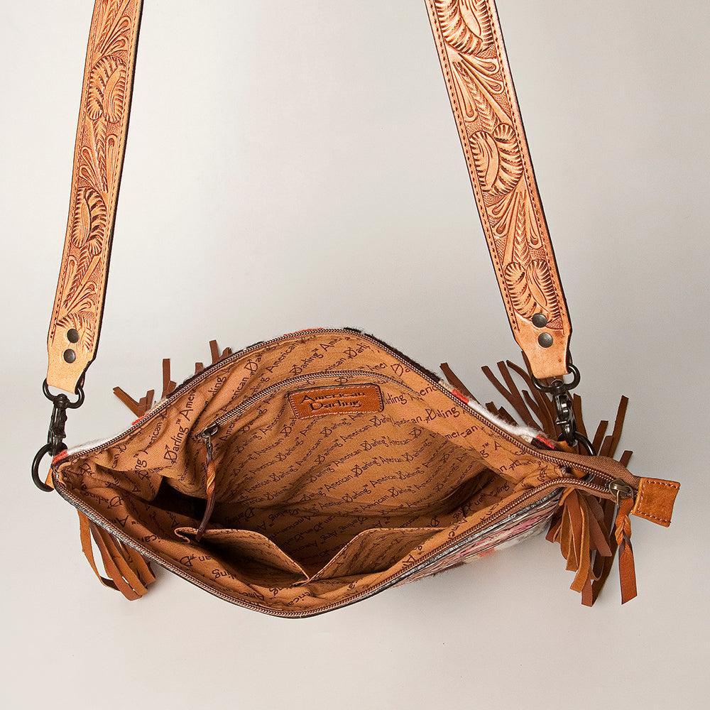American Darling Hand-Tooled Saddle Blanket Leather Crossbody Bag